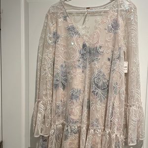 Free People Falling Flowers Frock Mini Dress in Ivory Sequins Women’s Size S